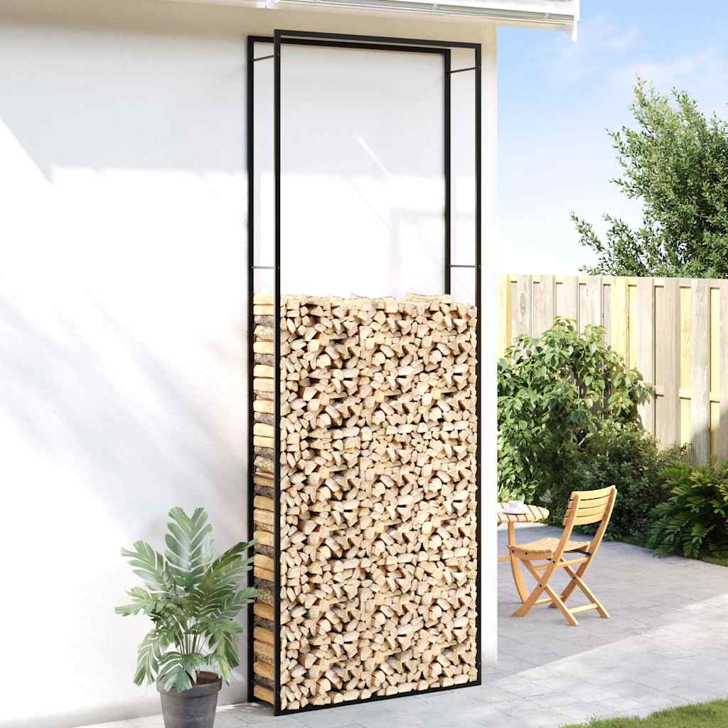 küttepuude rest, mattmust, 110x28x312 cm, teras – toote pilt 2