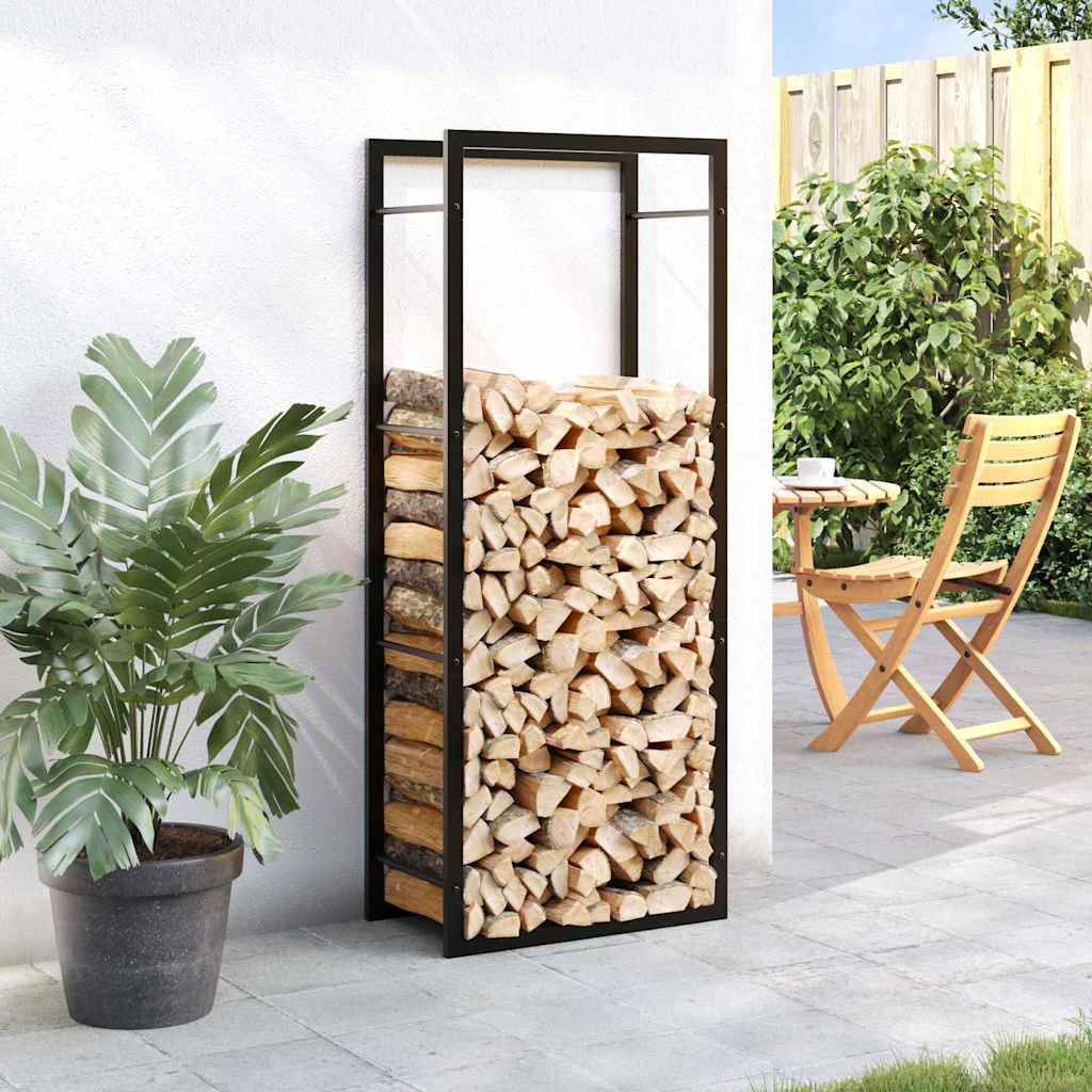 küttepuude rest, mattmust, 50x28x132 cm, teras – toote pilt 2
