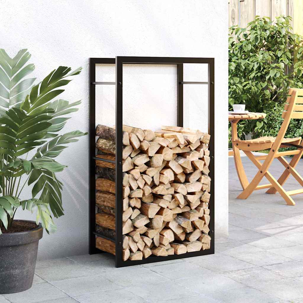 küttepuude rest, mattmust, 50x28x94 cm, teras – toote pilt 2