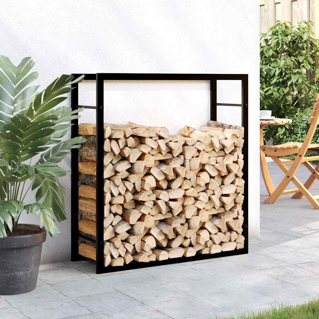 küttepuude rest, mattmust, 80x28x86 cm, teras – toote pilt 2