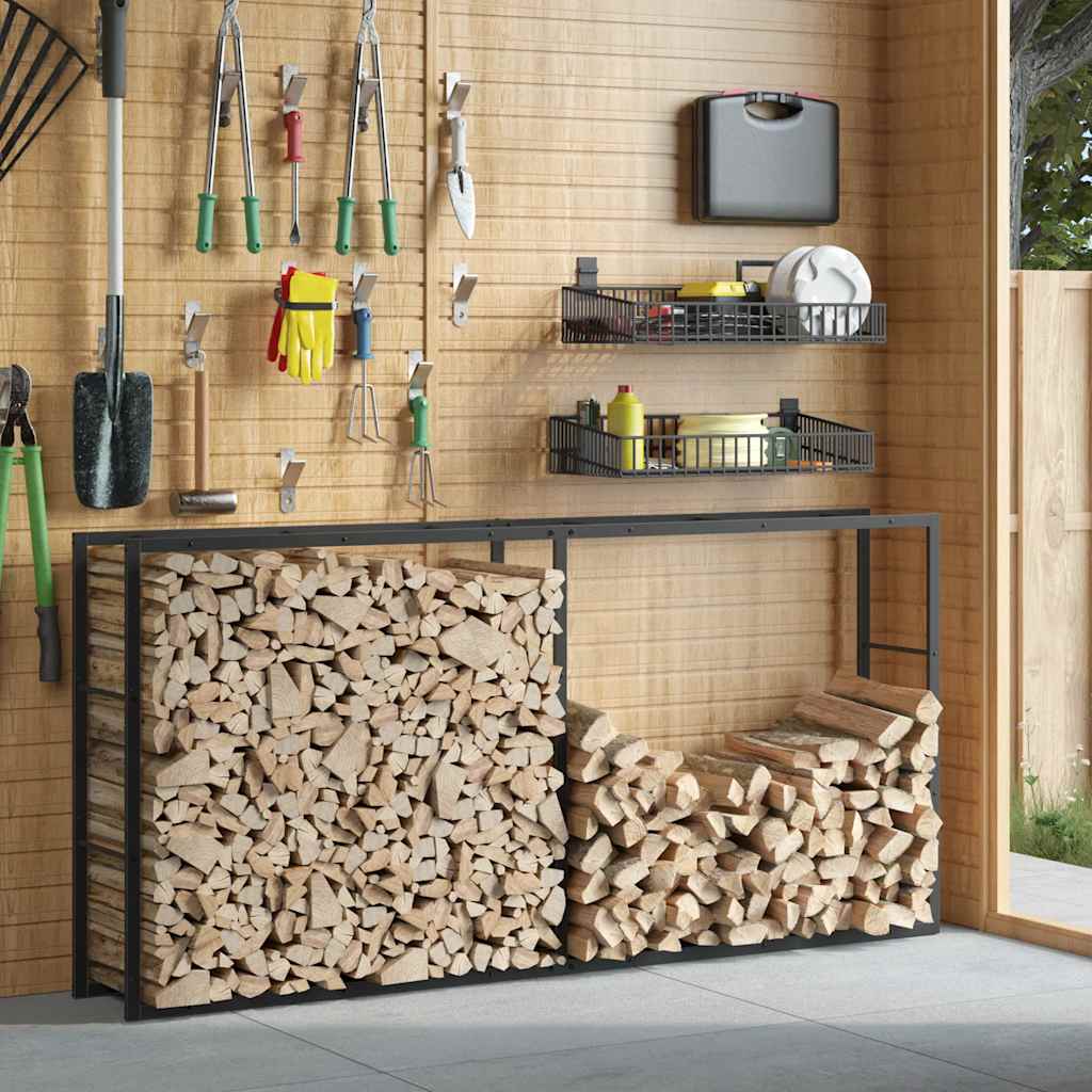 küttepuude rest, must, 100x30x209 cm, teras – toote pilt 3