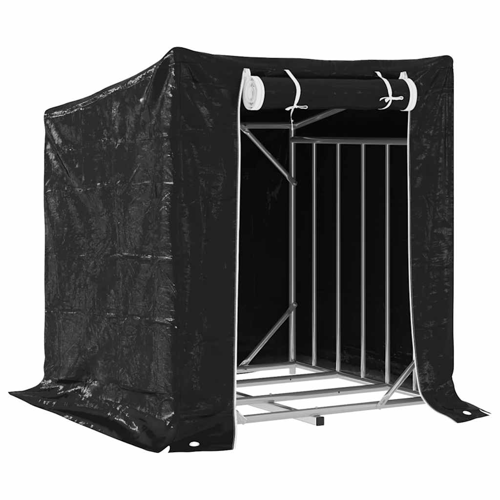 küttepuude riiul vihmakattega, 100,5x100,5x110,5 cm – toote pilt 1