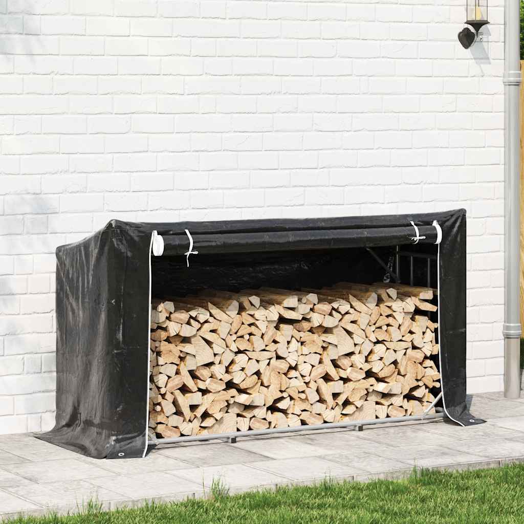 küttepuude riiul vihmakattega, 100x40x200 cm, tsingitud teras – toote pilt 2