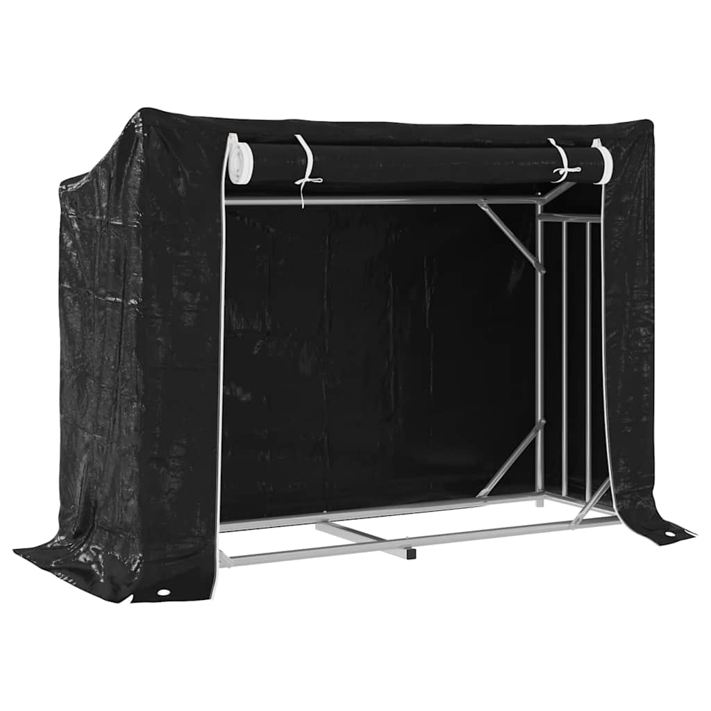 küttepuude riiul vihmakattega 151x60,5x110,5 cm tsingitud teras – toote pilt 1