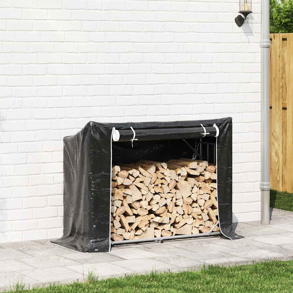 küttepuude riiul vihmakattega 151x60,5x110,5 cm tsingitud teras – toote pilt 2