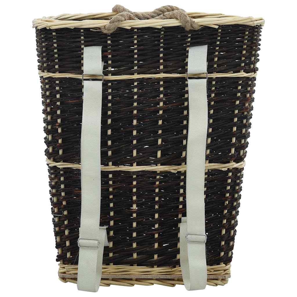 küttepuude seljakott kanderihmadega 50x44x58 cm naturaalne paju – toote pilt 3