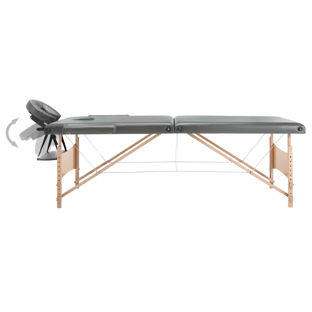 Massaažilaud Puitraamiga, 2 Tsooni, Antratsiithall, 186 x 68 cm – toote pilt 2