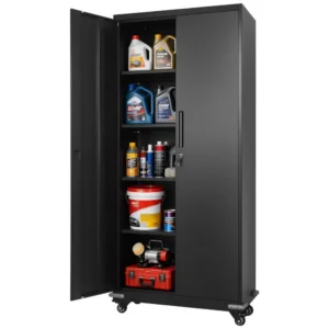 metallist hoiukapp ratastel – Metallist Hoiukapp Ratastel, 184,5 cm, 4 Reguleeritavat Riiulit, Lukustatav