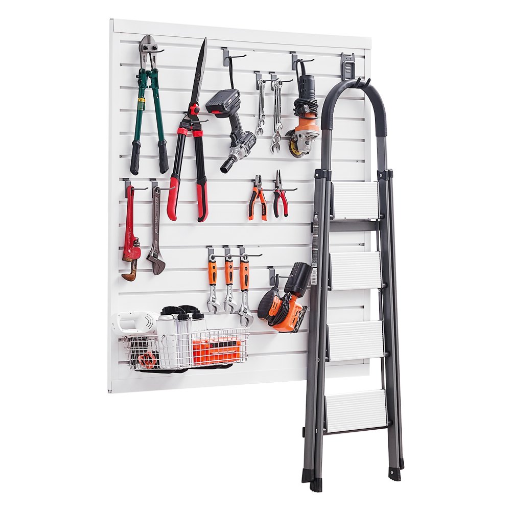 PVC seinapaneel garaažide organiseerimine – PVC Seinapaneel (122×122 Cm, Valge, 136 Kg/m² Kandevõime)