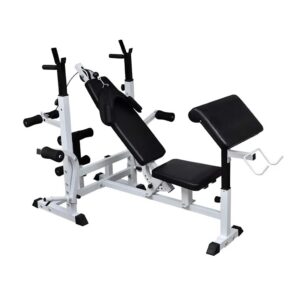 raskustega jõusaalipink terasest konstruktsioon – Raskustega Jõusaalipink (180 X 126 X 103-123 Cm, Teras, Valge + Must)