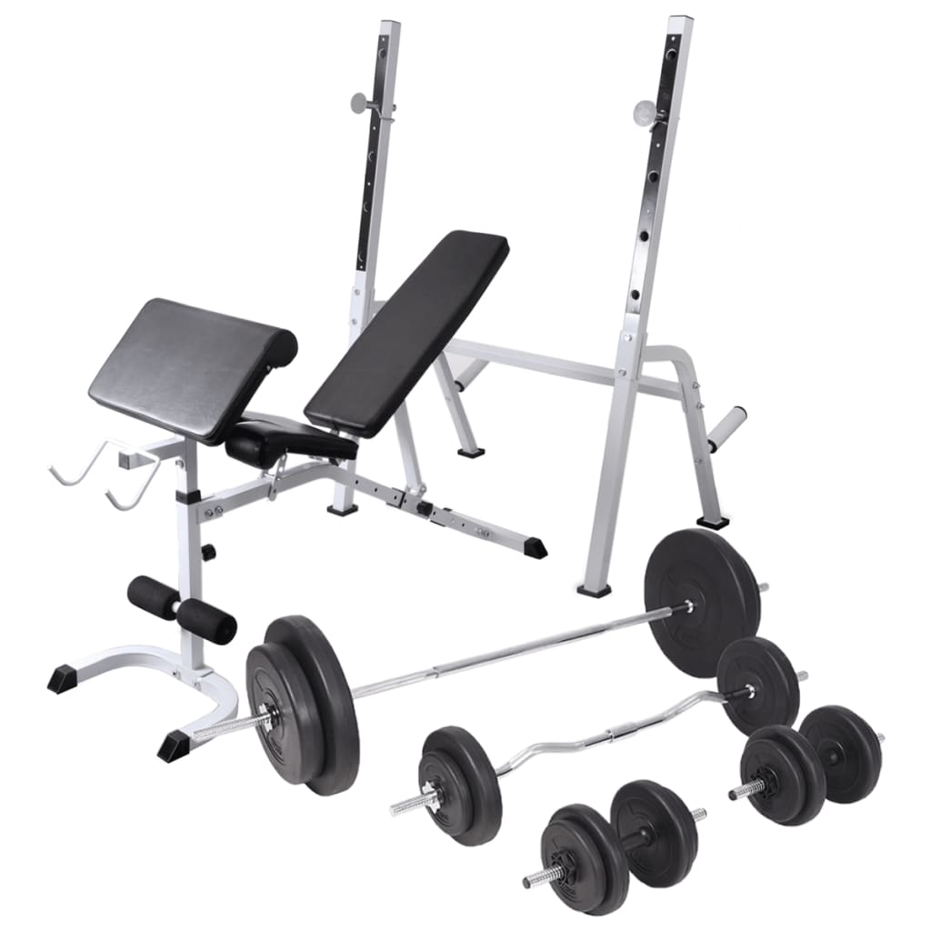 reguleeritav jõusaalipink raskustega – Reguleeritav jõusaalipink koos raskustega (90 kg, teras, must)