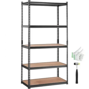reguleeritav metallist riiul 5 tasandit – Reguleeritav Metallist Riiul (900 kg Kandevõime, 5 Tasandit, 89×46×180 cm)
