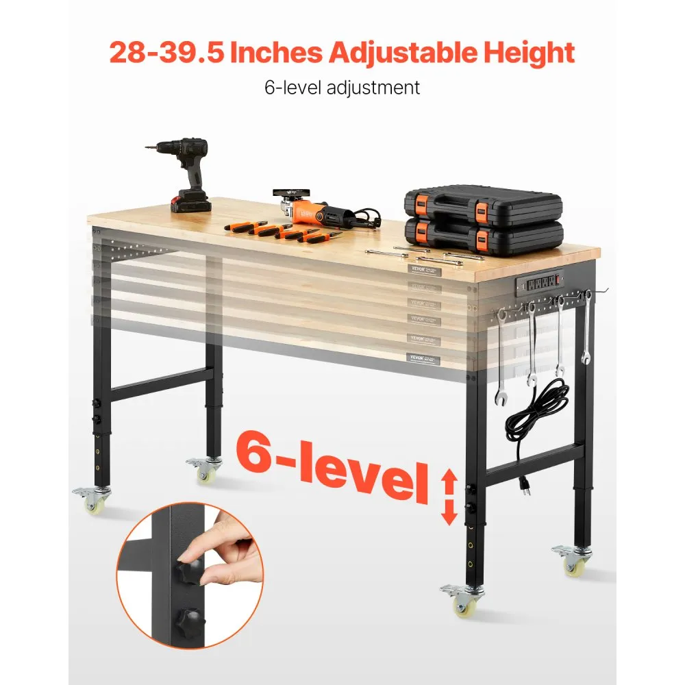 Reguleeritav töölaud (152,4 cm, 907 kg kandevõime, tammepuidust pealispind) – toote pilt 2