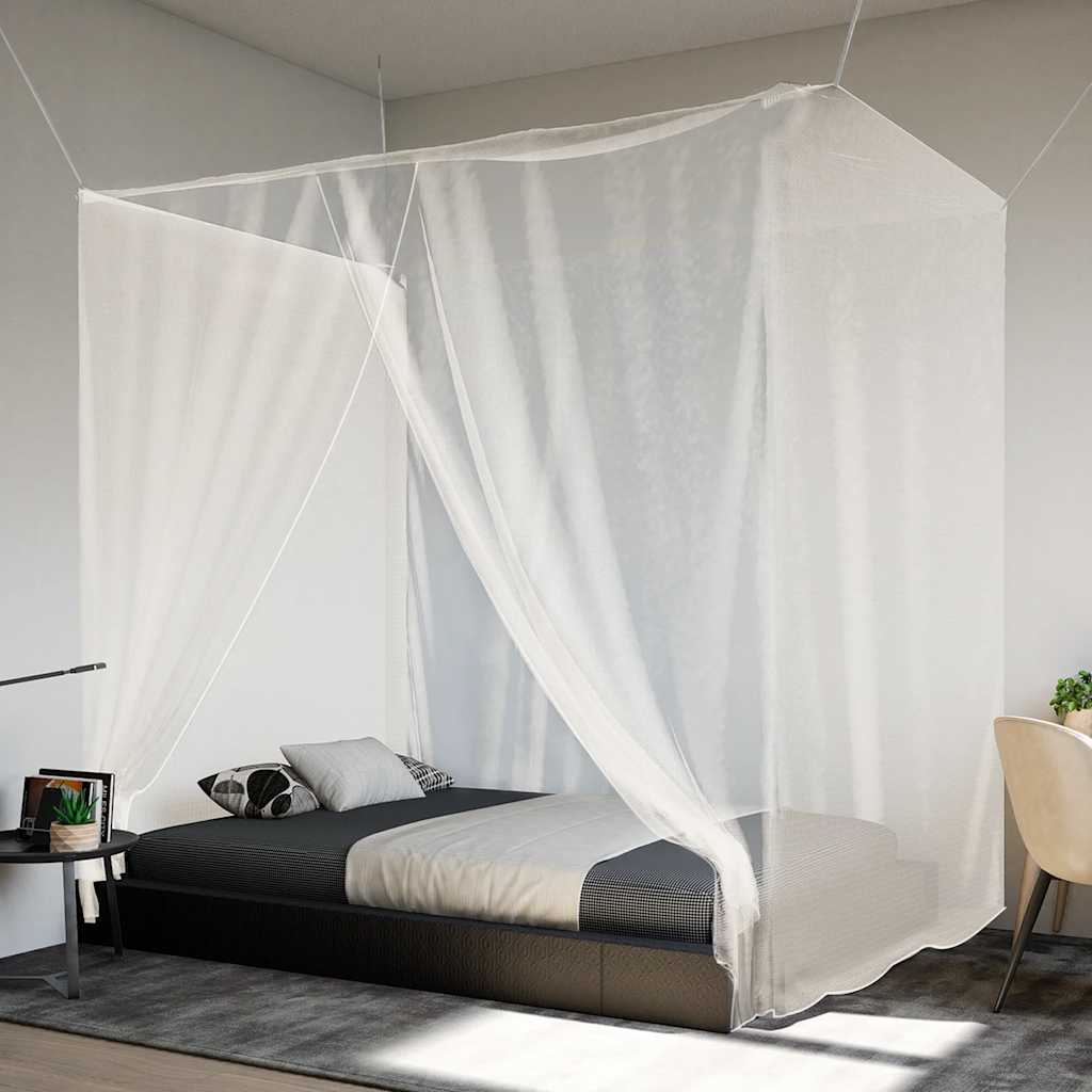 rippuv sääsevõrk valge polüester – Rippuv Sääsevõrk Valge 220x100x150 Cm 156 Võrgusilma