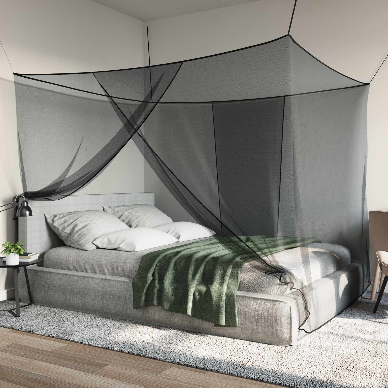 Sääsevõrk Voodi Jaoks (156 Silma, 220 x 180 x 180 cm, Must) – toote pilt 2