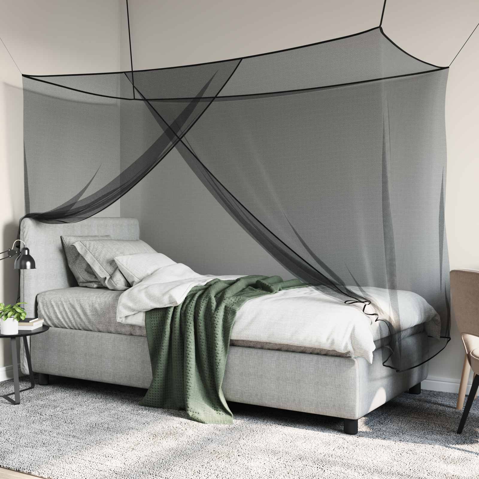 Sääsevõrk Voodi Jaoks (156 Võrguava, Must, 220 x 120 x 150 cm) – toote pilt 2