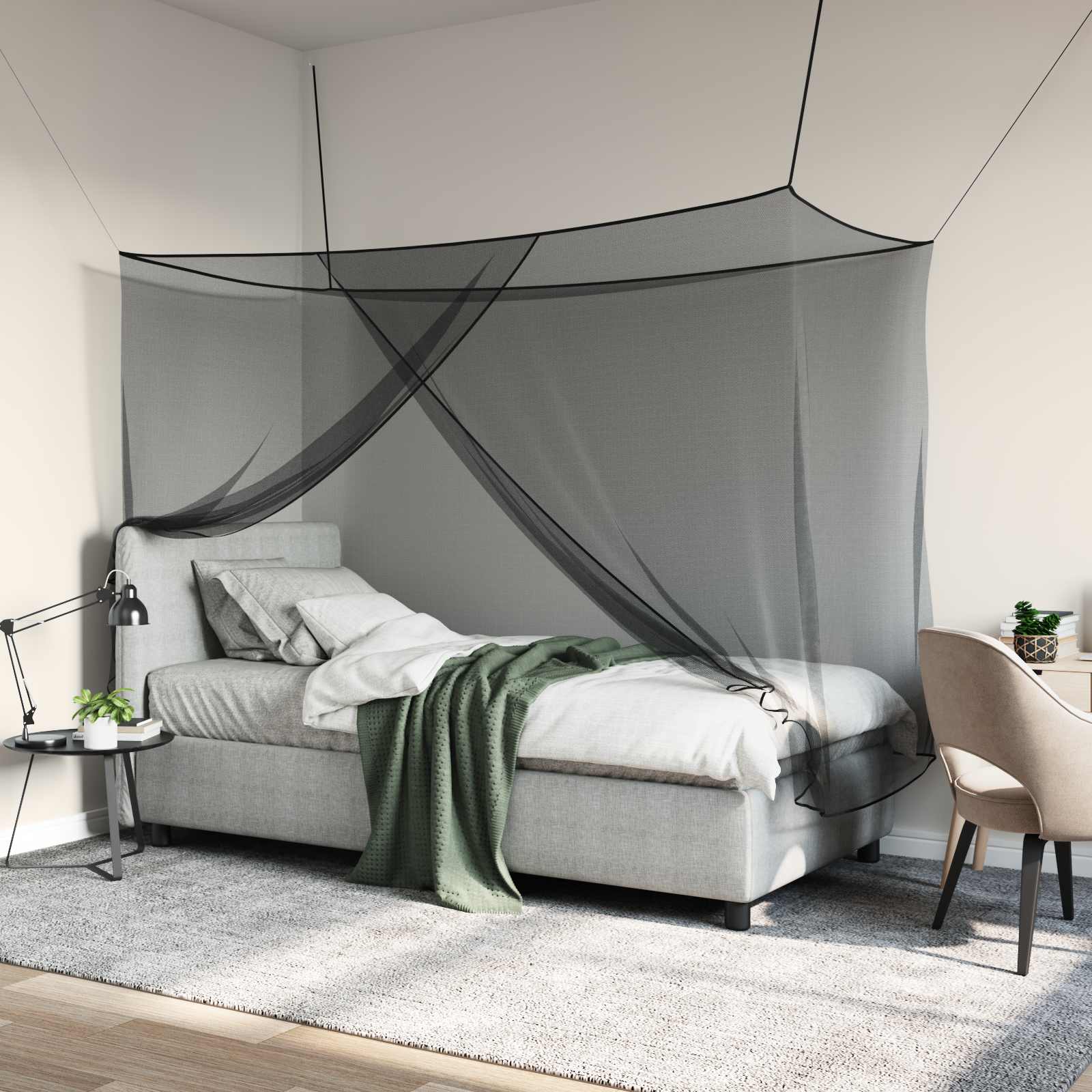 sääsevõrk voodi jaoks must – Sääsevõrk Voodi Jaoks (156 Võrguava, Must, 220 x 120 x 150 cm)