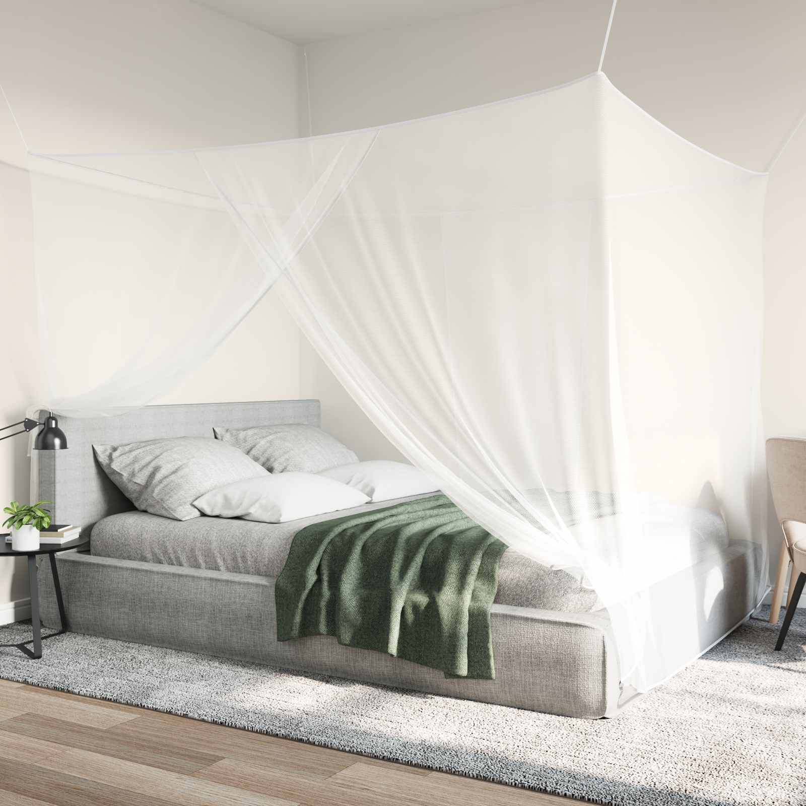 Sääsevõrk Voodi Jaoks 3 Tk 156 Võrgusilma Valge 220 x 200 x 210 cm – toote pilt 3