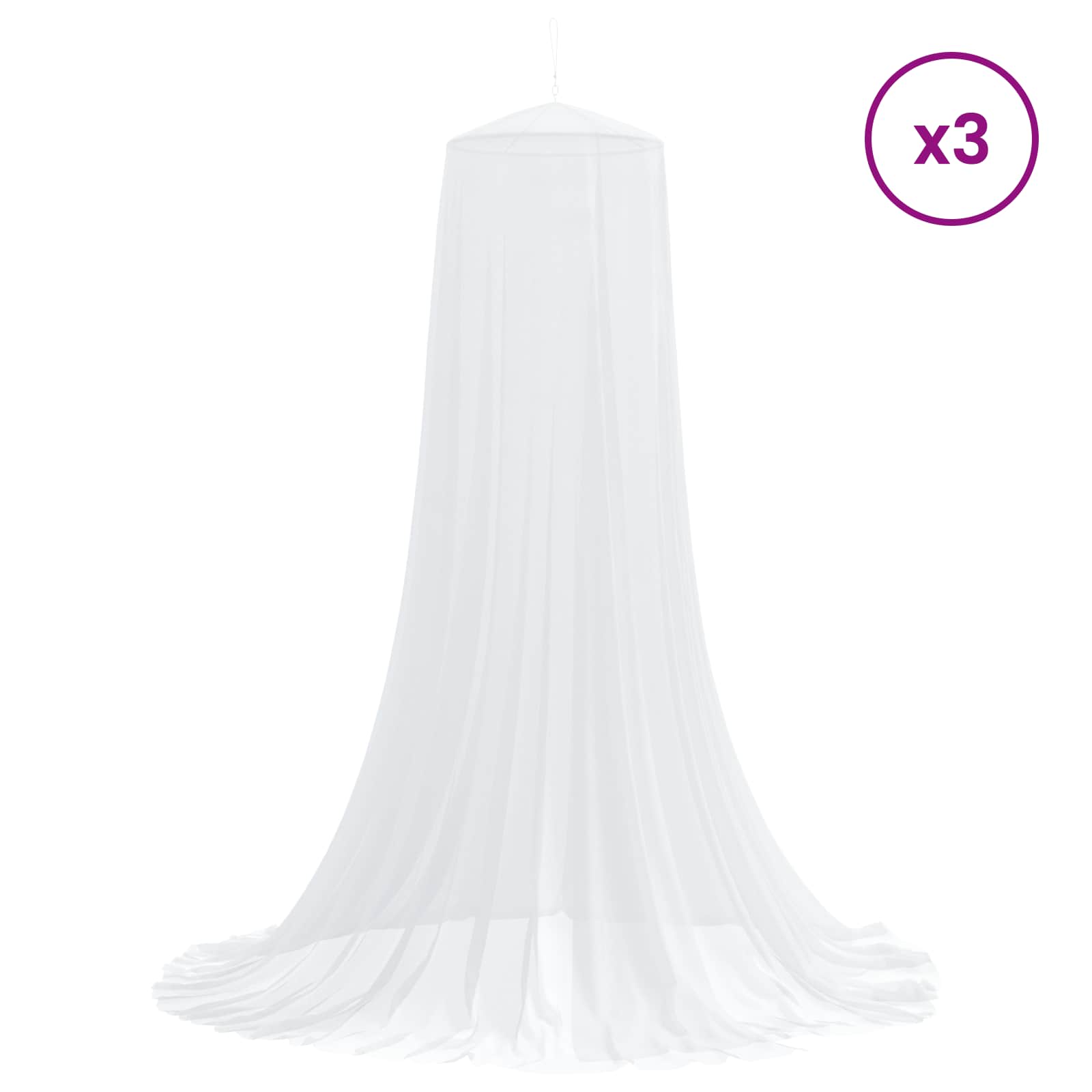 Sääsevõrk Voodi Jaoks 3 Tk 156 Võrgusilma Valge ⌀56 x 220 cm – toote pilt 2