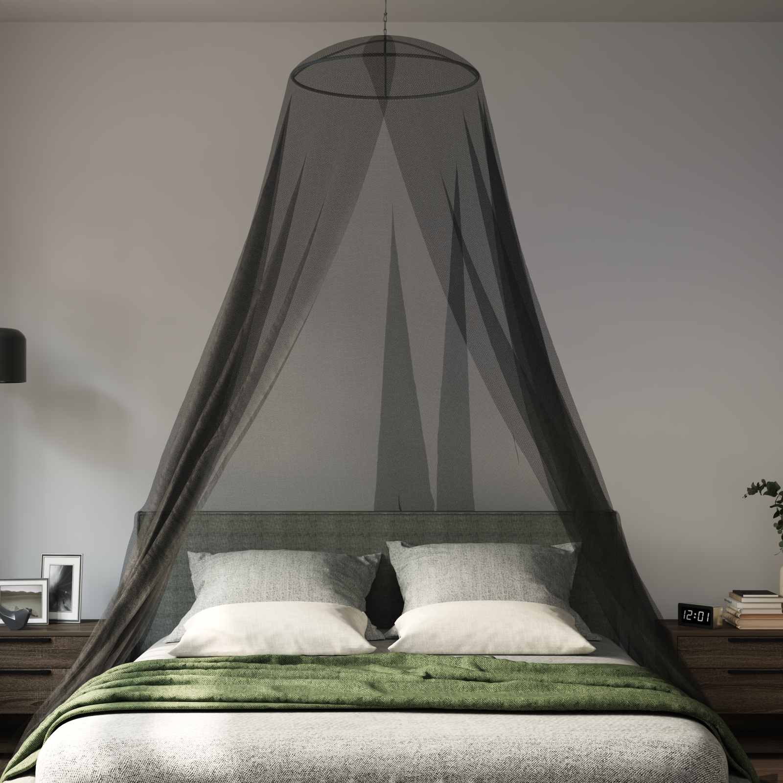 Sääsevõrk Voodi Jaoks 3 Tk Must ⌀56 x 220 cm Polüester – toote pilt 3