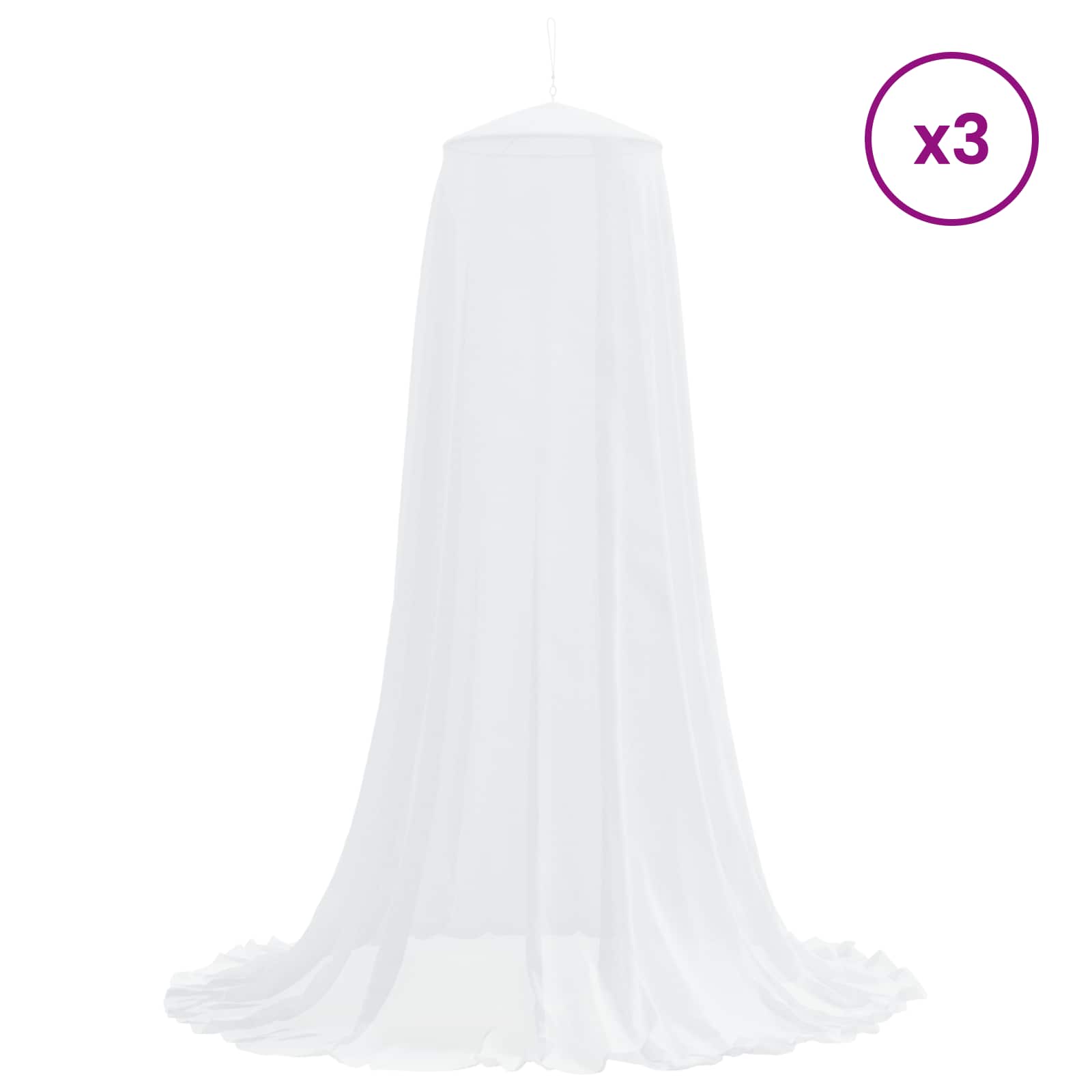 Sääsevõrk Voodi Jaoks 3 Tk Valge ⌀56 x 220 cm 156 Võrku – toote pilt 2