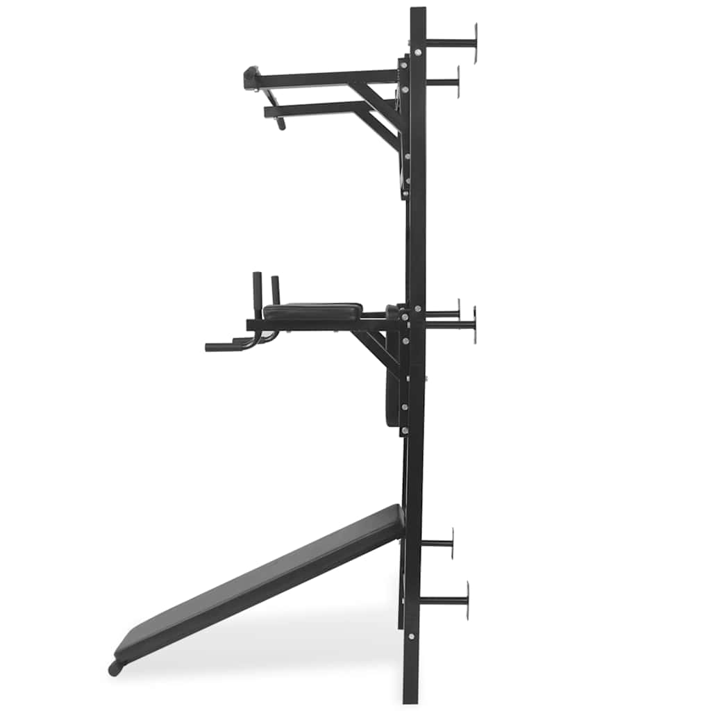 Seinale paigaldatav multifunktsionaalne jõusaalipink (must, 90x130x219 cm) – toote pilt 1
