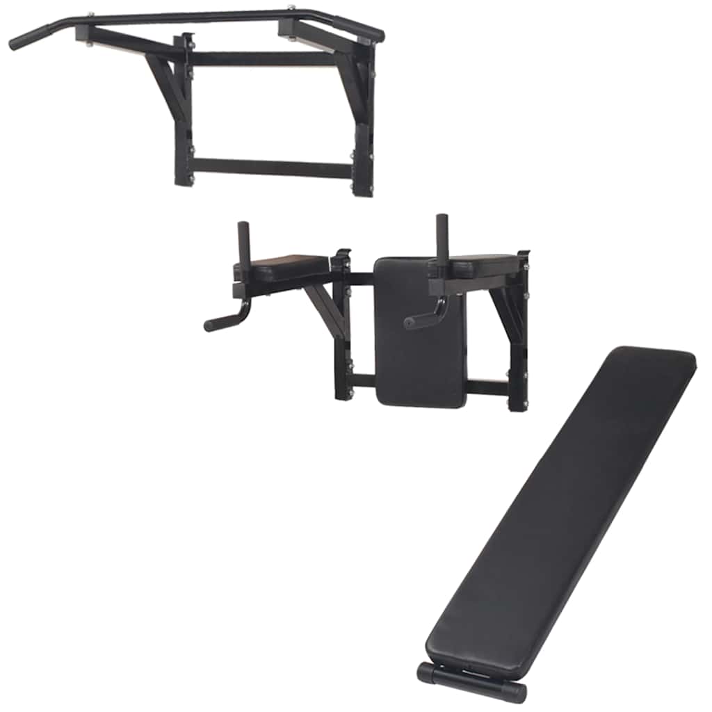 Seinale paigaldatav multifunktsionaalne jõusaalipink (must, 90x130x219 cm) – toote pilt 2