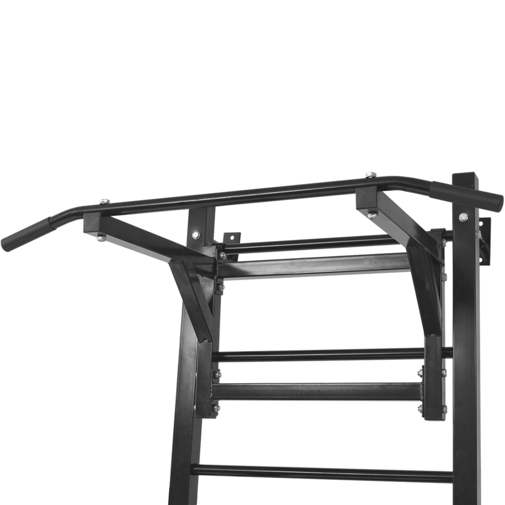 Seinale paigaldatav multifunktsionaalne jõusaalipink (must, 90x130x219 cm) – toote pilt 4