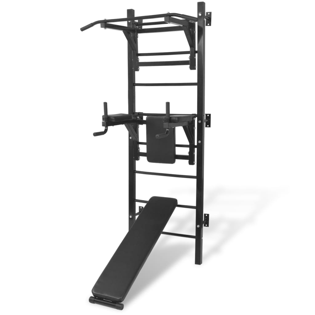 multifunktsionaalne jõusaalipink seinale paigaldatav – Seinale paigaldatav multifunktsionaalne jõusaalipink (must, 90x130x219 cm)