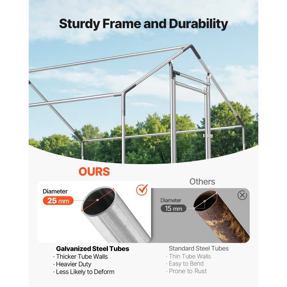 Suur Metallist Kanakuut 2 x 2 x 2 m, Teras, PE-Kate – toote pilt 2