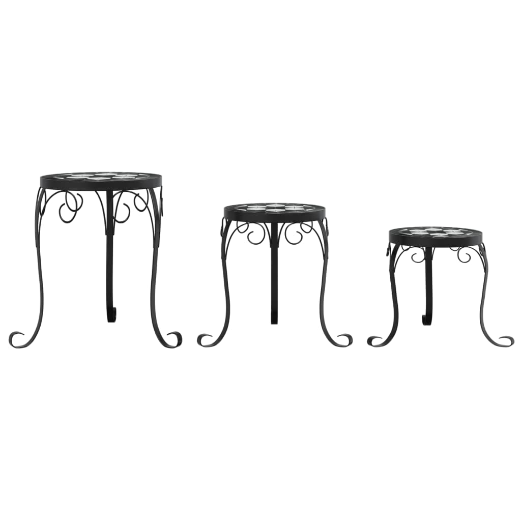 taimealused 3 tk, must ja valge, keraamiline – toote pilt 3
