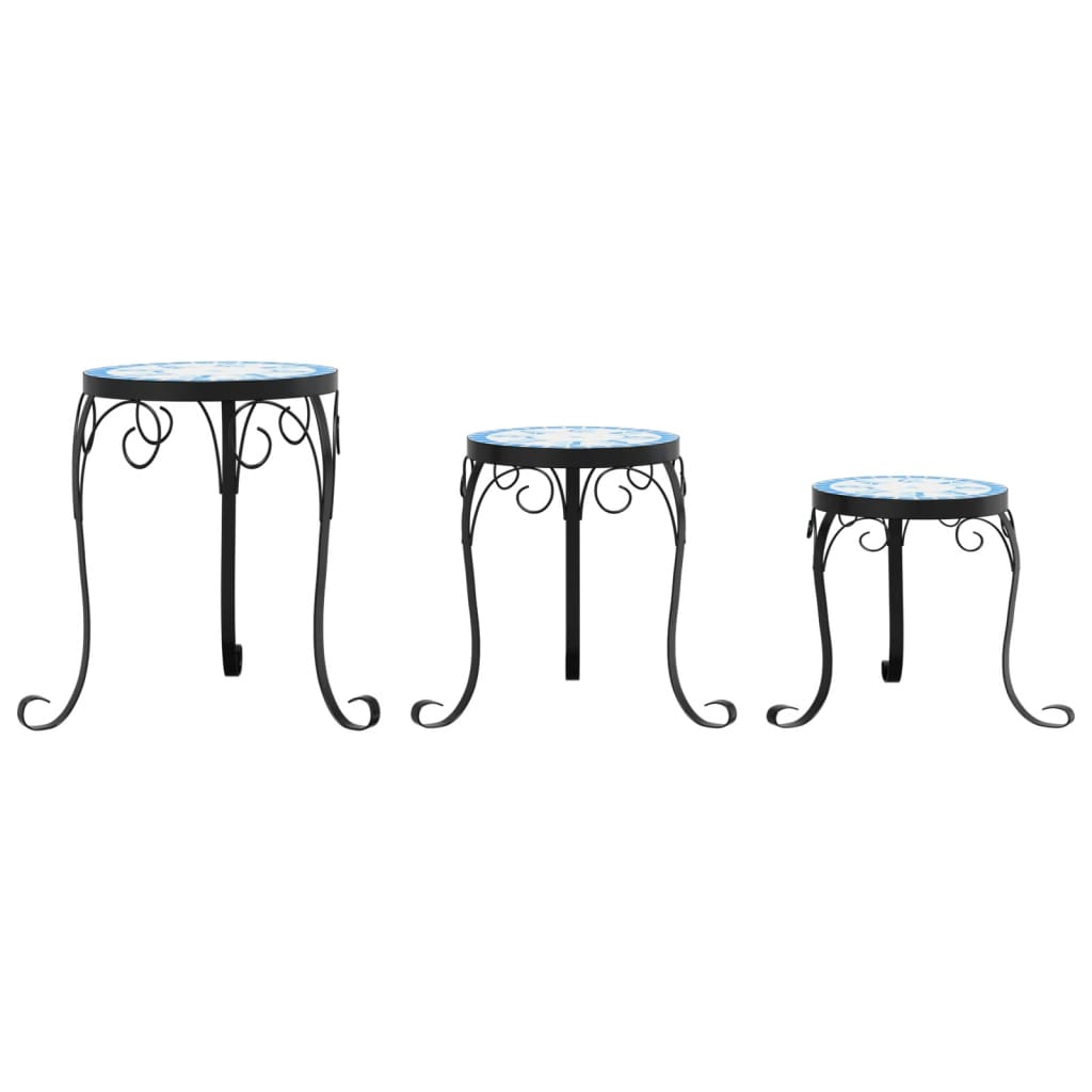 taimealused 3 tk, sinine ja valge, keraamiline – toote pilt 3