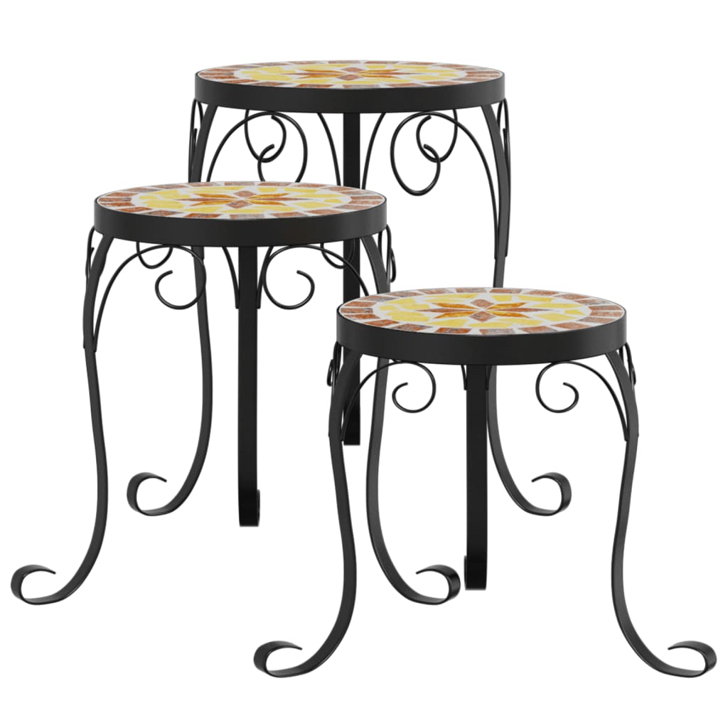 taimealused 3 tk, terrakota ja valge, keraamiline – toote pilt 1