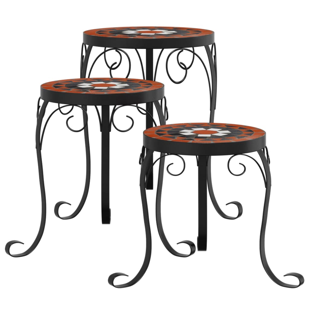 taimealused 3 tk, terrakota ja valge, keraamiline – toote pilt 1