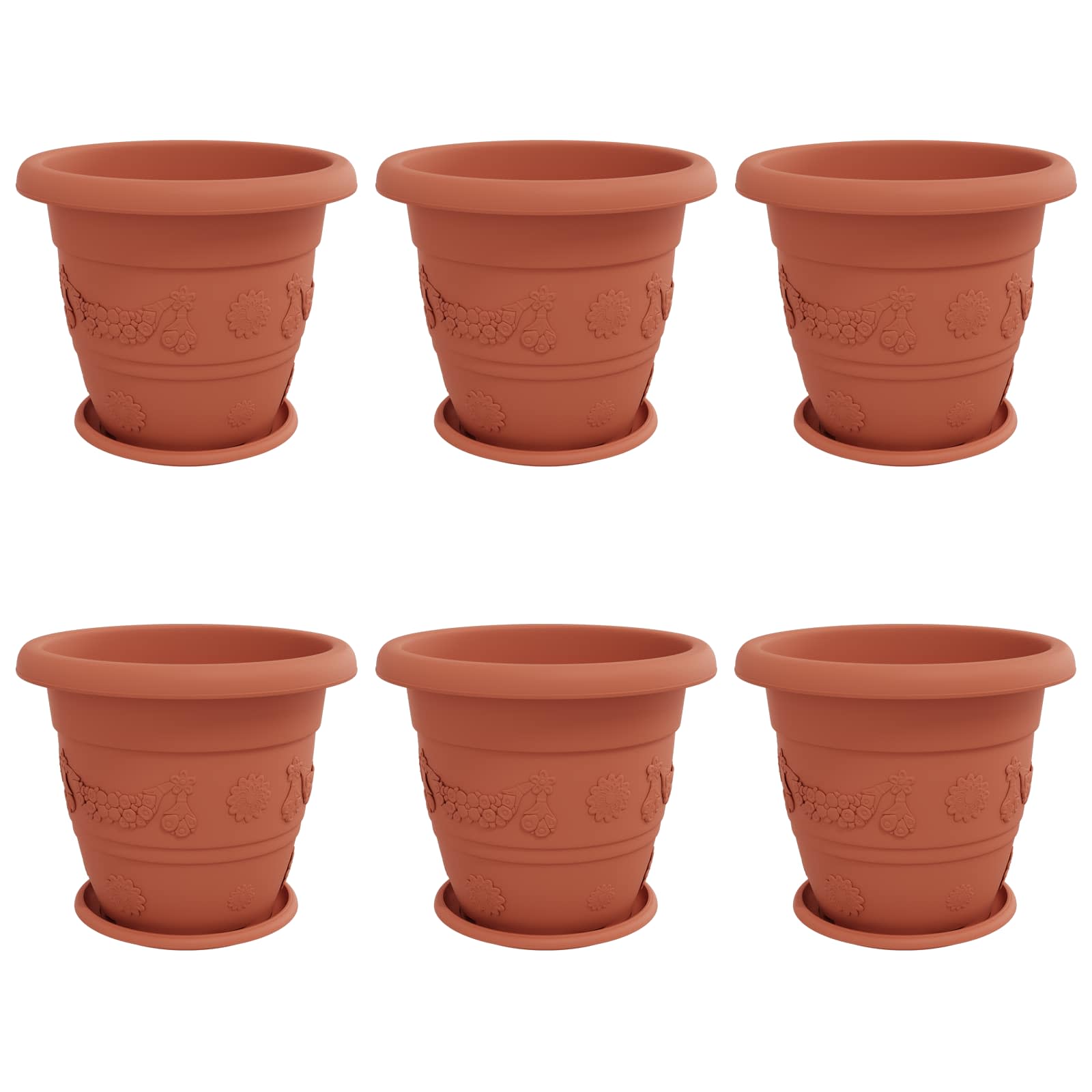 Taimepotid 6 tk Kohviroosa Ø 39 x 32 cm Plastmass – toote pilt 1
