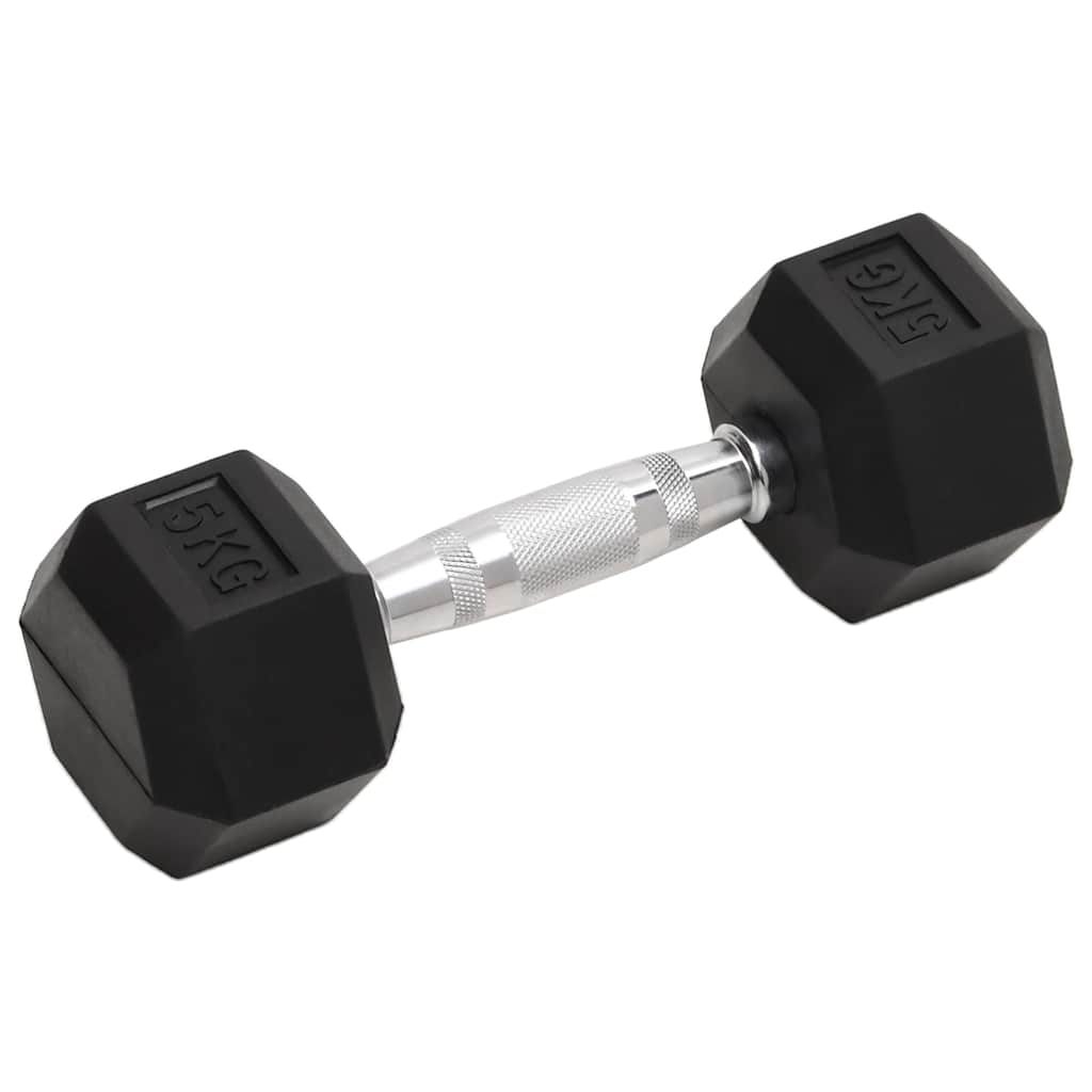 Täismetallist Hantlid (5 Kg, Kroomitud Teras, Kummikattega Malm) – toote pilt 1