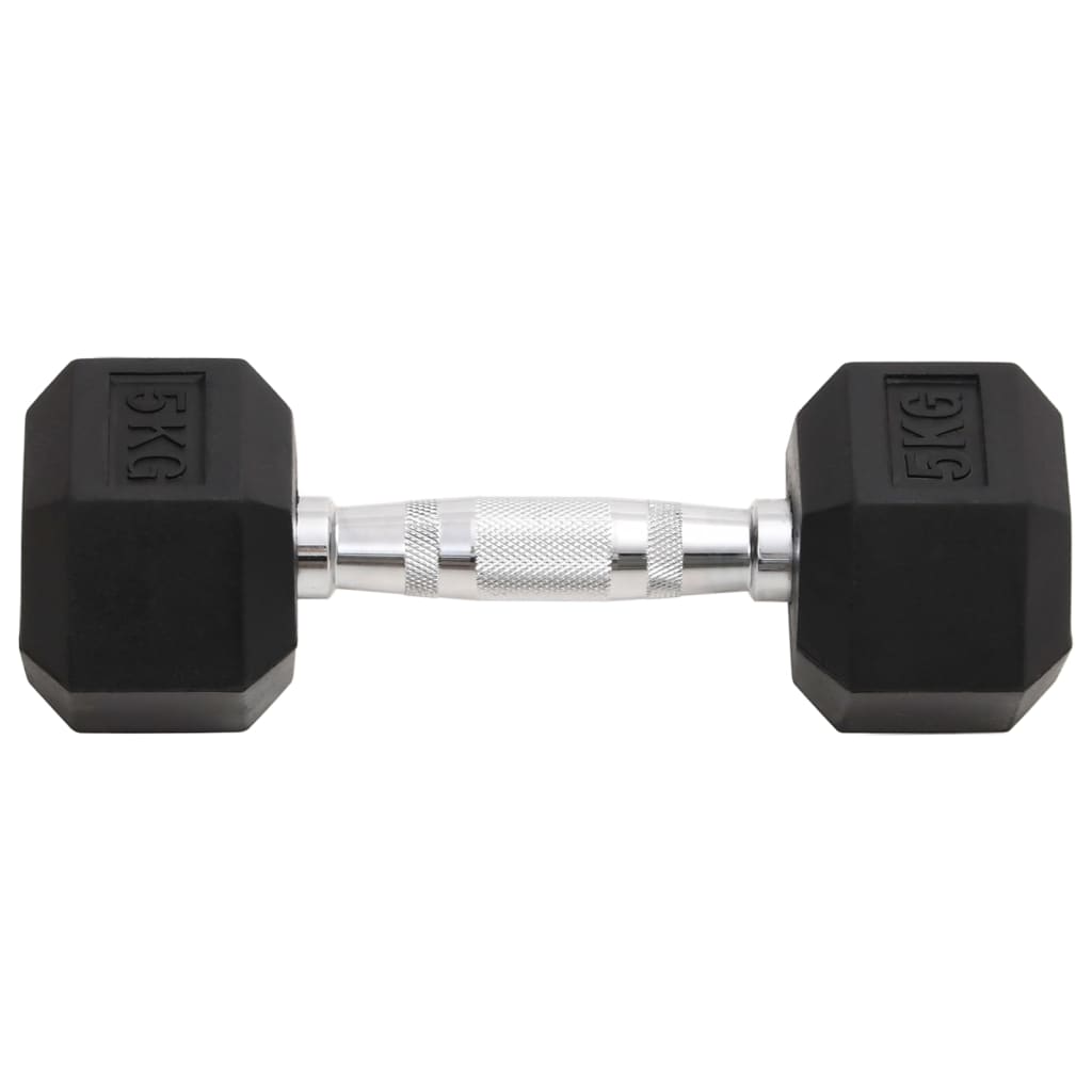 Täismetallist Hantlid (5 Kg, Kroomitud Teras, Kummikattega Malm) – toote pilt 2
