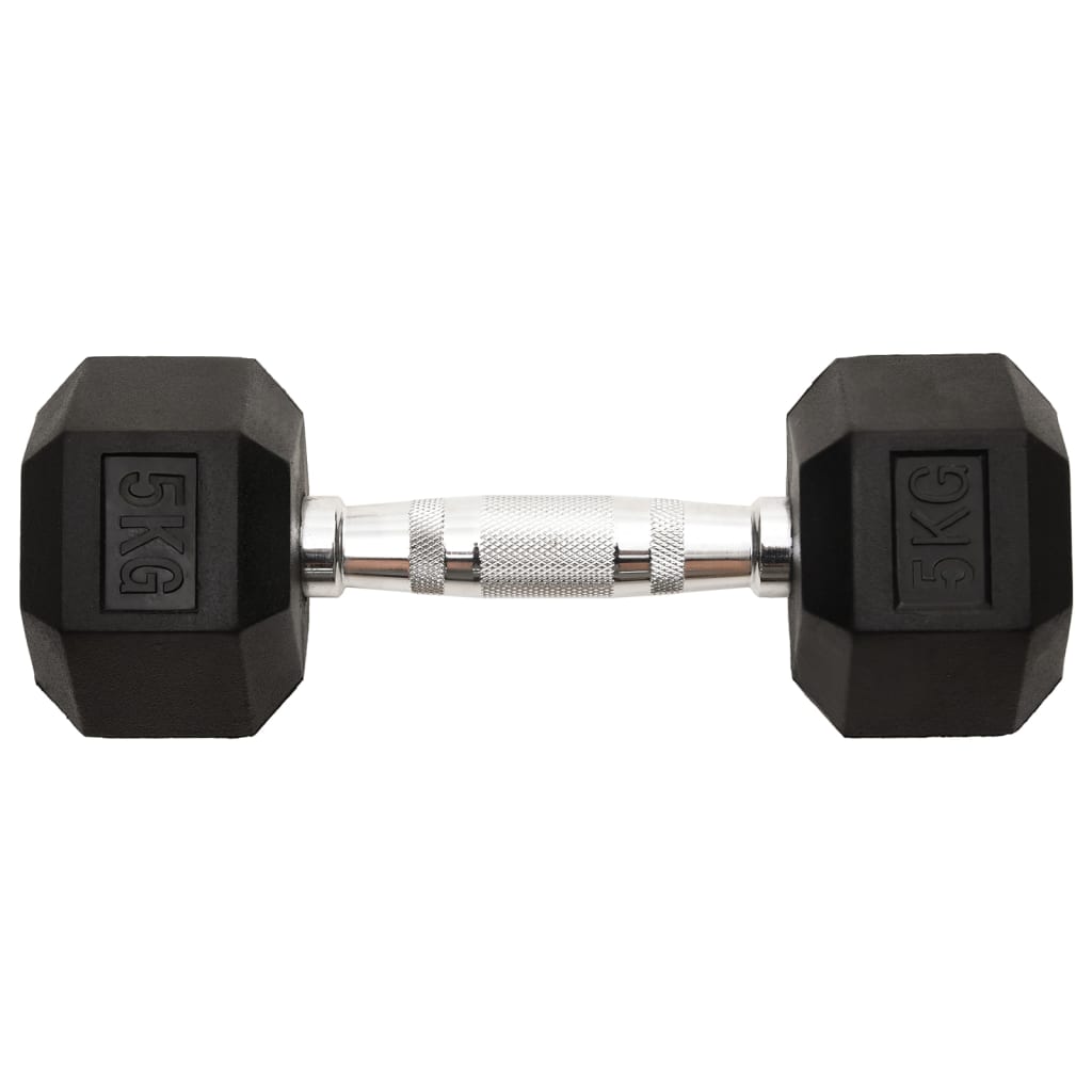 Täismetallist Hantlid (5 Kg, Kroomitud Teras, Kummikattega Malm) – toote pilt 3