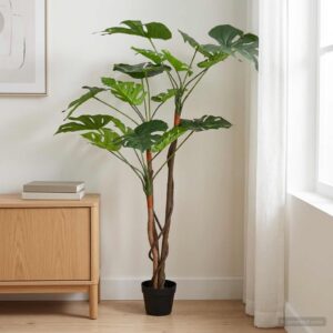 tehis monstera taim roheline – Tehis Monstera Taim Roheline 70 x 16 x 130 cm Kangas Ja Puit