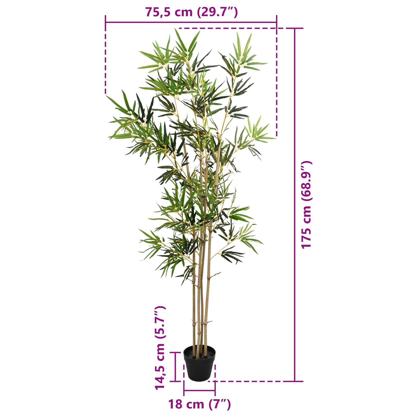 Tehisbambuse Puu Roheline 75,5 x 18 x 175 Cm Kangas Ja Bambus – toote pilt 4