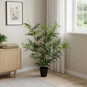 tehisbambuse puu siseruumides – Tehisbambuse Puu Roheline 90 x 14 x 80 cm Kangas Ja Bambus