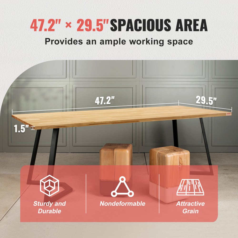 Universaalne puidust laualaud (120 x 75 cm, 3,8 cm paksus, 150 kg kandevõime) – toote pilt 2
