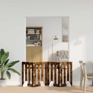 Volditav lemmikloomade aed 4 tk Suitsutatud tamm Tehispuit