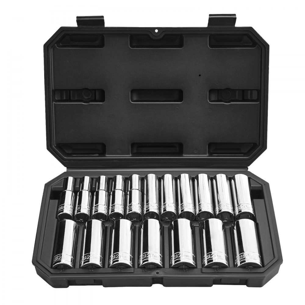 12,7 mm padrunikomplekt CR-V teras – 12,7 Mm Padrunikomplekt (18 Osa, 10-27 Mm, Kroomitud CR-V Teras)