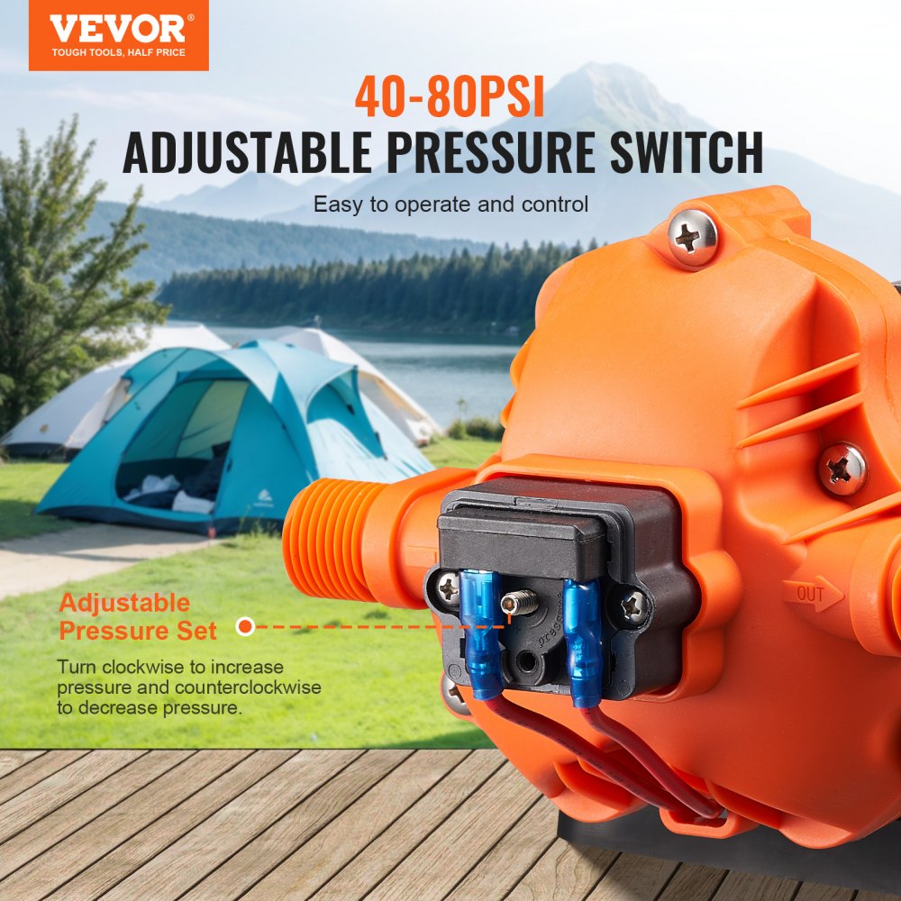 12V Diafragma Pump (13,25 L/min, 40-6,9 Bar, Automaatne Rõhulüliti) – toote pilt 2