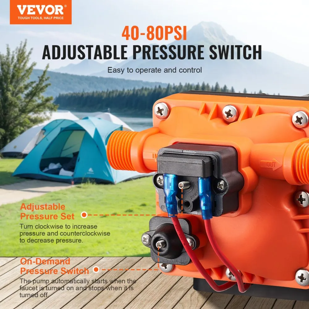12V Diafragma Veepump (11,36 L/min, 2,7-6,9 Bar, 12,7 mm Ühendus) – toote pilt 2