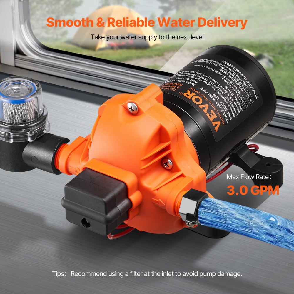 12V Diafragma Veepump (11,36 L/min, 2,7-6,9 Bar, 12,7 mm Ühendus) – toote pilt 4