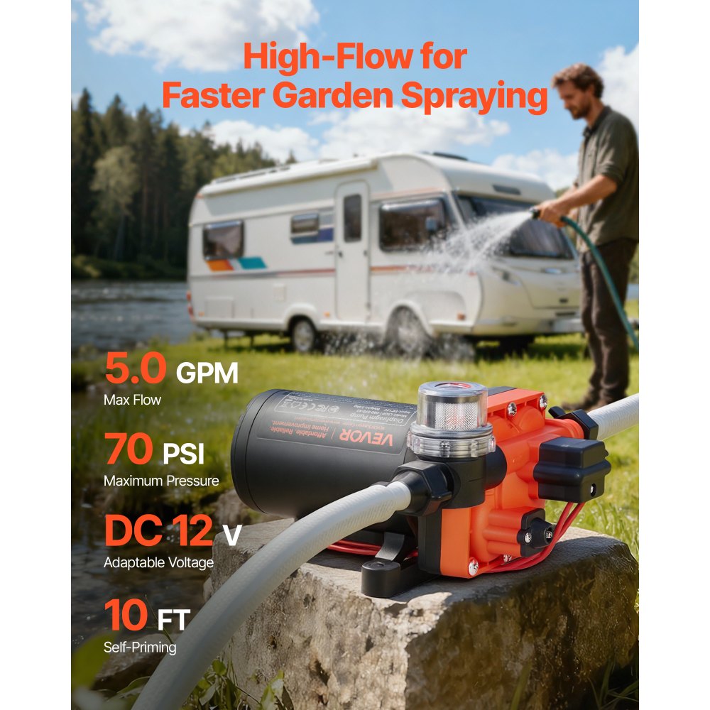 12V Veepump Autoelamule (18,9 L/Min, 4,8 Bar, 4-Kambriline) – toote pilt 1