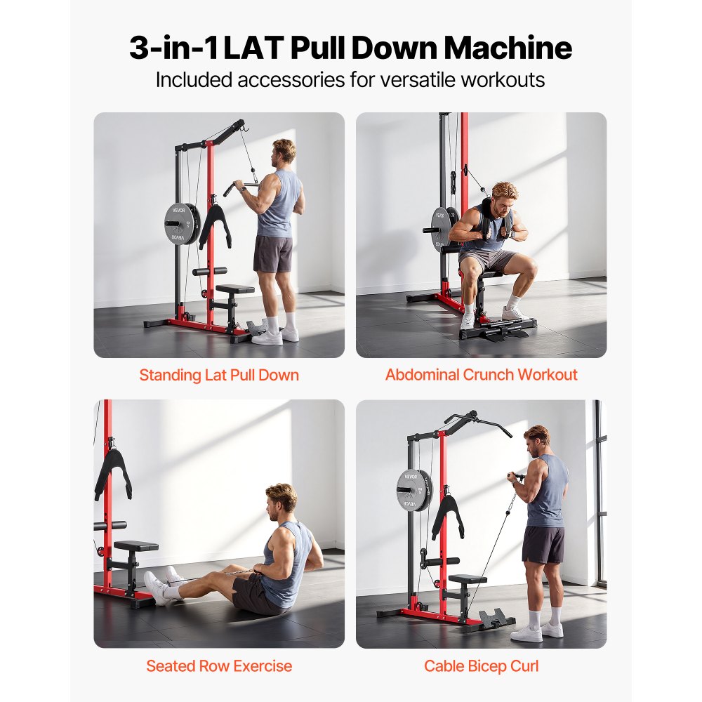 3-Ühes-1 Lat-Tõmbamismasin (181 kg, 44-49 cm Iste, 54-78 cm Rullik) – toote pilt 1