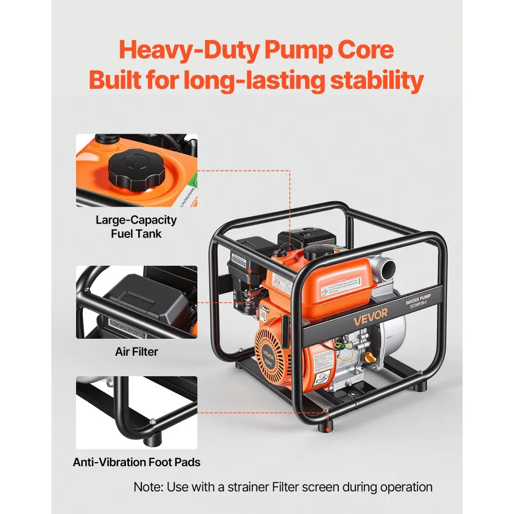 Bensiinimootoriga Veepump (50,8 mm, 500 L/min, 6,5 hj) – toote pilt 4